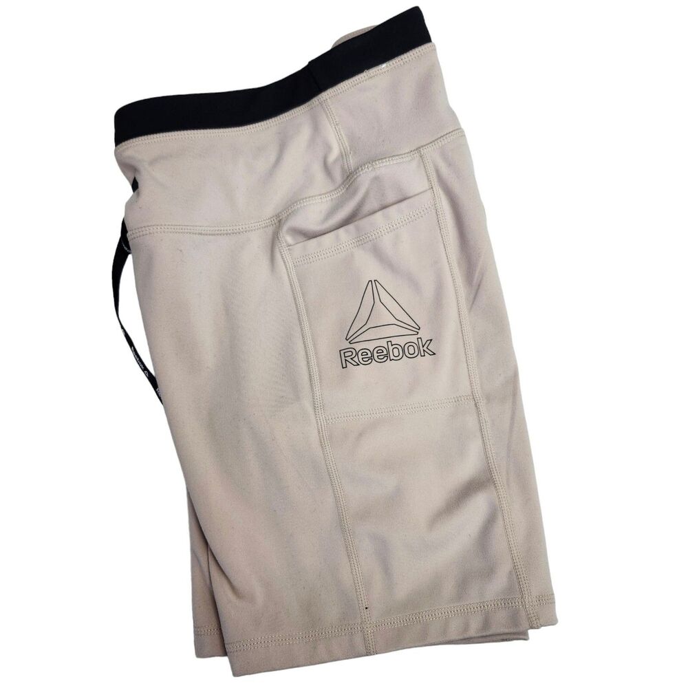 Reebok Dynamic Highrise Bike Shorts Womens Small Drawcord Beige Athleticwear